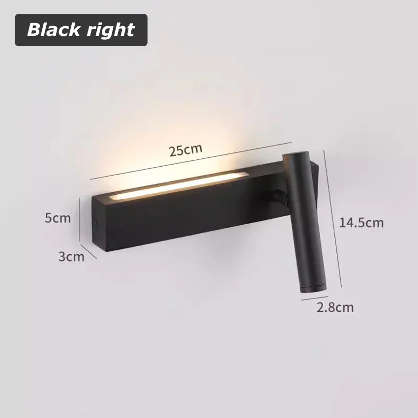 Bedroom Bedside LED Reading Wall Lamp Atmosphere Lamp Modern and Minimalist Hotel Study Living room Background Wall Sconce