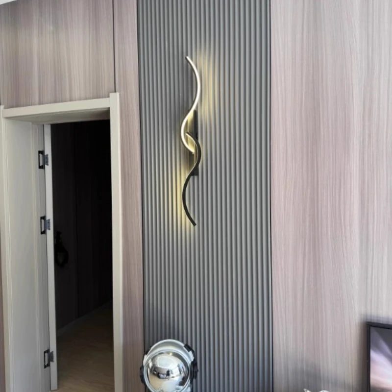 Modern Minimalist Long Strip Wall Lamp Minimalist Bedroom Living Room Grid Lamp Sofa TV Background Decorative Lamp