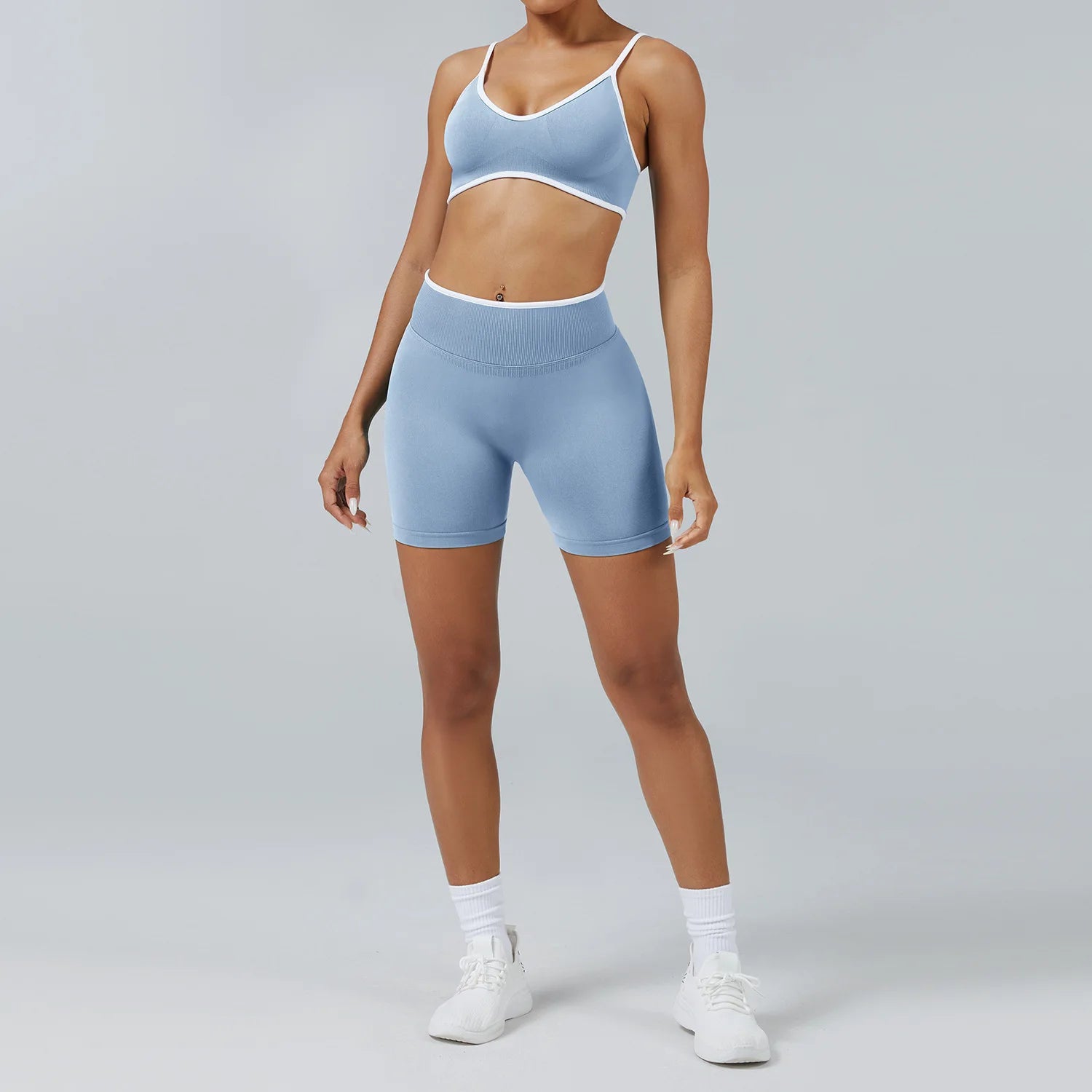 2 Pcs Seamless Yoga Set Women Yoga Tight Pants Set Sling Sports Bra Gym Clothing Workout Shorts Set