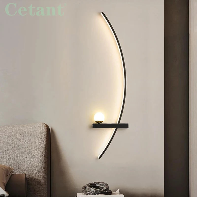 Minimalist LED Wall Lamp Modern Stripes Wall Sconce For Bedroom Bedside Living Room Study Stairs Home Decor Indoor Fixture