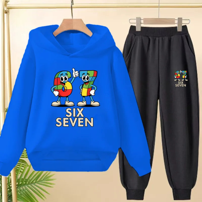 Children's Hoodie Boys Girls Colorful 67 Six Seven Funny Brainrot Meme Hooded Pullover Hiphop Streetwear Soft Casual Sweatshirt