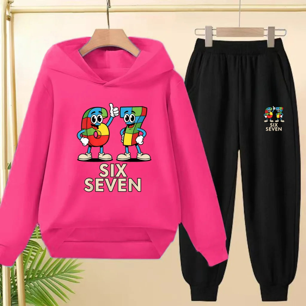 Children's Hoodie Boys Girls Colorful 67 Six Seven Funny Brainrot Meme Hooded Pullover Hiphop Streetwear Soft Casual Sweatshirt