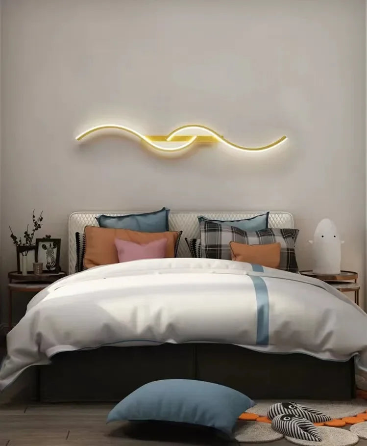 Modern Minimalist Long Strip Wall Lamp Minimalist Bedroom Living Room Grid Lamp Sofa TV Background Decorative Lamp