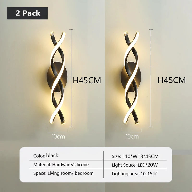 Modern LED Wall Lamp Luxury Home Decor Line Wall Sconce Bedroom Bedside Corridor Living Room Backgroud Black White Gold Lights