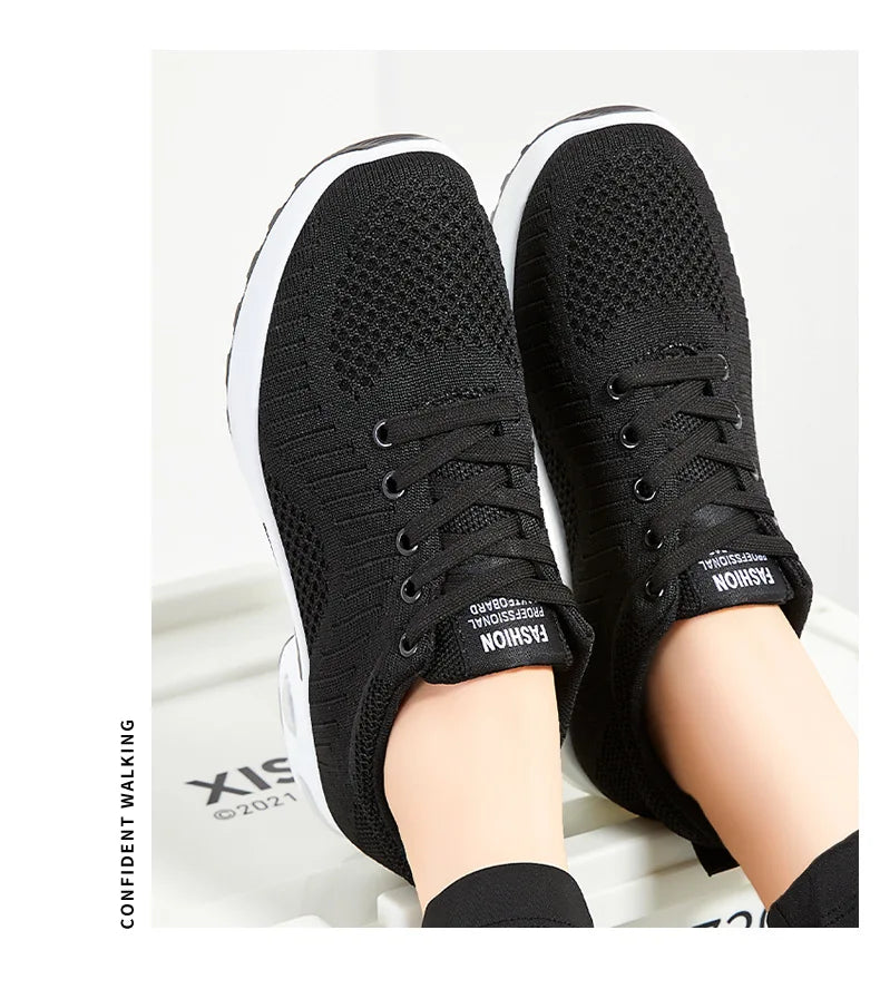 Spring 2025 Women's Large Size Running Shoes Casual Air Cushion Sports Sneakers Comfortable Breathable Fitness Footwear