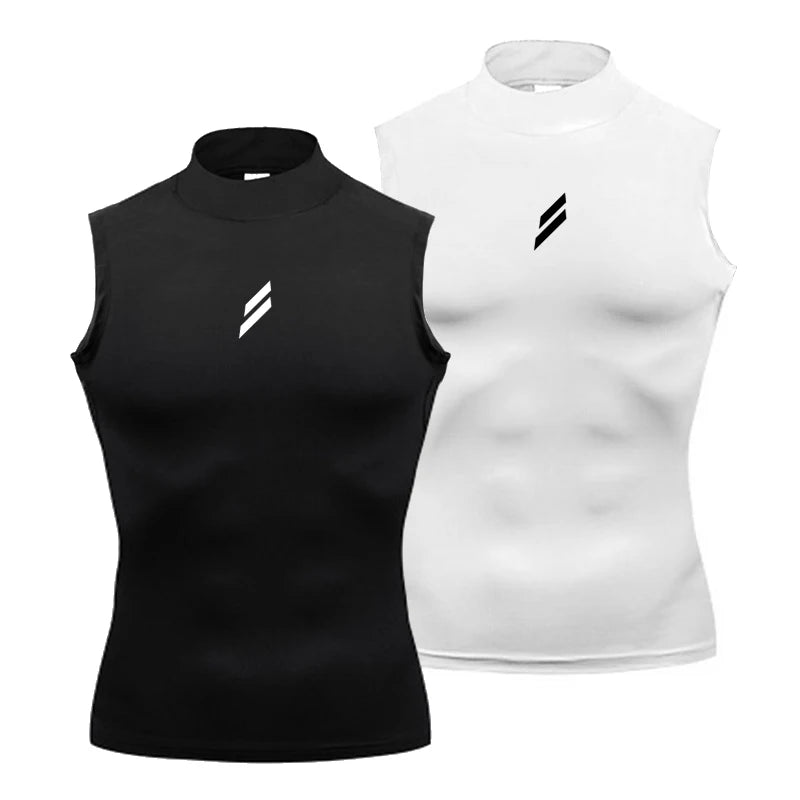 Compression Shirt Summer Men Gym Tank Tops Muscle Fitness Clothing Turtleneck Sport Sleeveless T Shirt Bodybuilding Running Vest