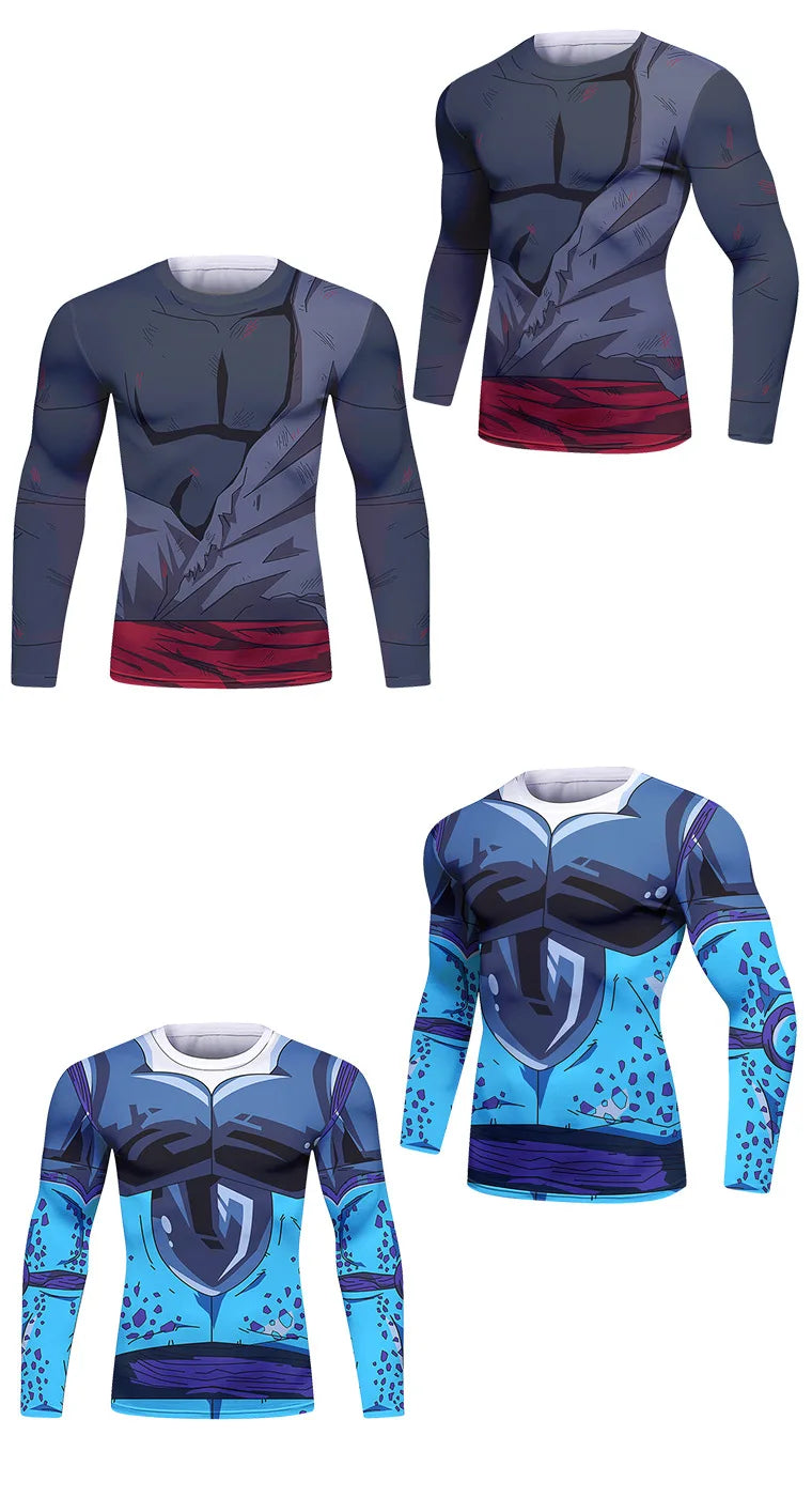 Gym Compression Shirt Men Anime GOKU Cosplay Costume T-Shirt Quick Dry  Long Sleeve Fitness Bodybuilding Workout Sport Shirts
