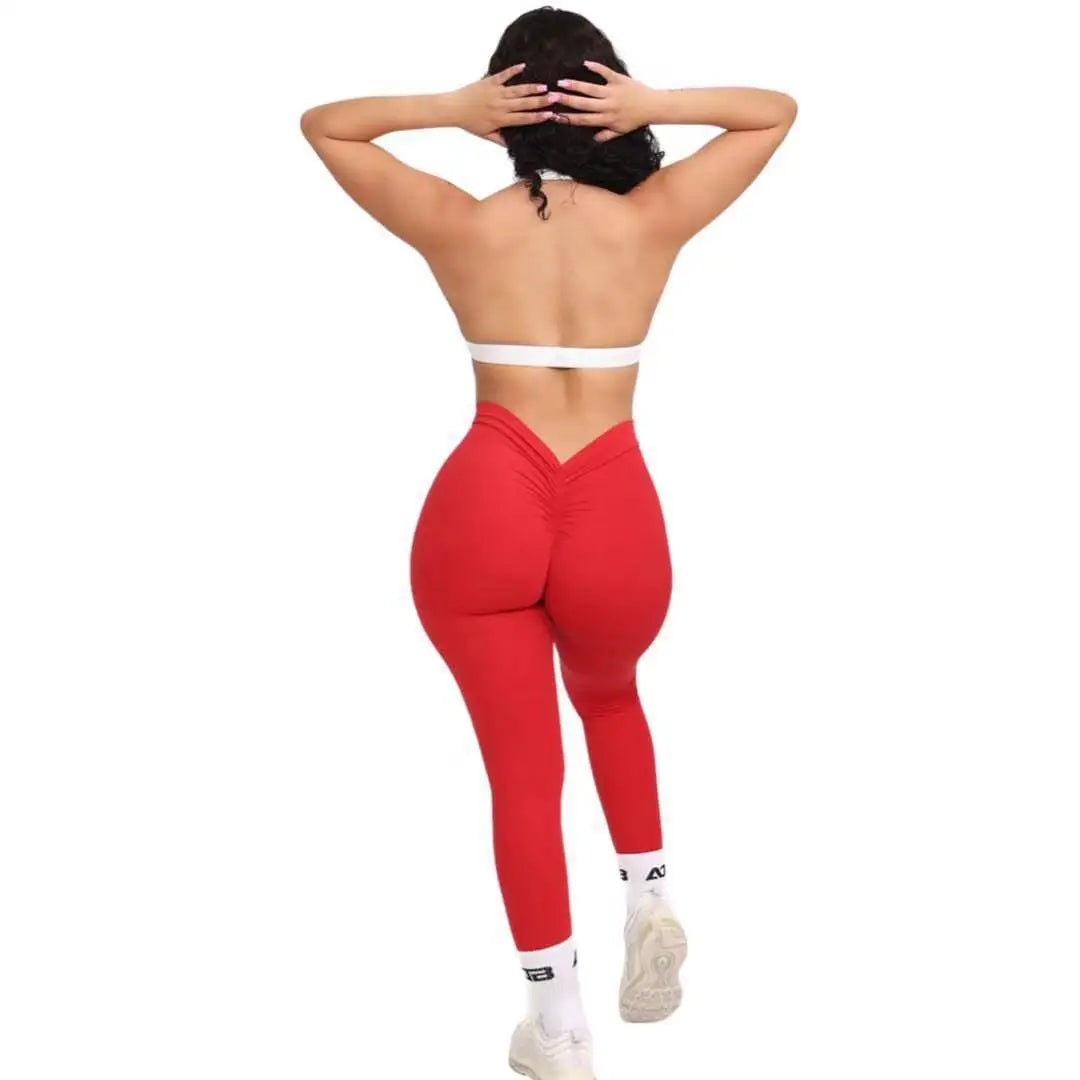 Yoga Leggings Back V Butt Sexy Leggings Women Yoga Pants Fitness Workout Gym Running Legging High Waist Active Wear Tights Pants