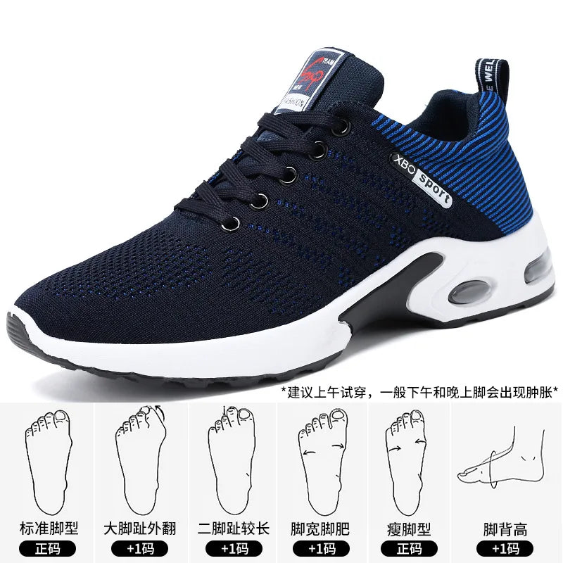 Men's Trendy Breathable Lace-Up Running Shoes Korean Light Casual Sports Sneakers