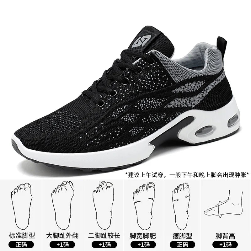 Men's Trendy Breathable Lace-Up Running Shoes Korean Light Casual Sports Sneakers
