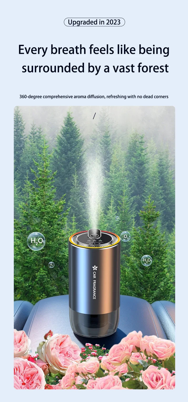 Car Diffusers For Essential Oils Aromatherapy Diffuser 50ML Fragrance Diffuser Waterless Auto Off Scent Machine For Room Car