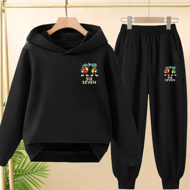 Children's Hoodie Boys Girls Colorful 67 Six Seven Funny Brainrot Meme Hooded Pullover Hiphop Streetwear Soft Casual Sweatshirt