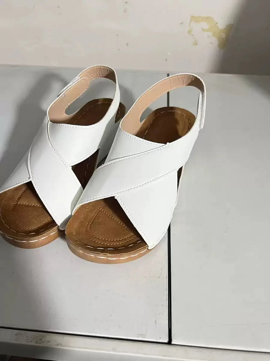 New Women's Contrast Color Wedge Sandals Summer Peep Toe Non Slip Beach Shoes Woman Comfortable Platform Roman Sandalias