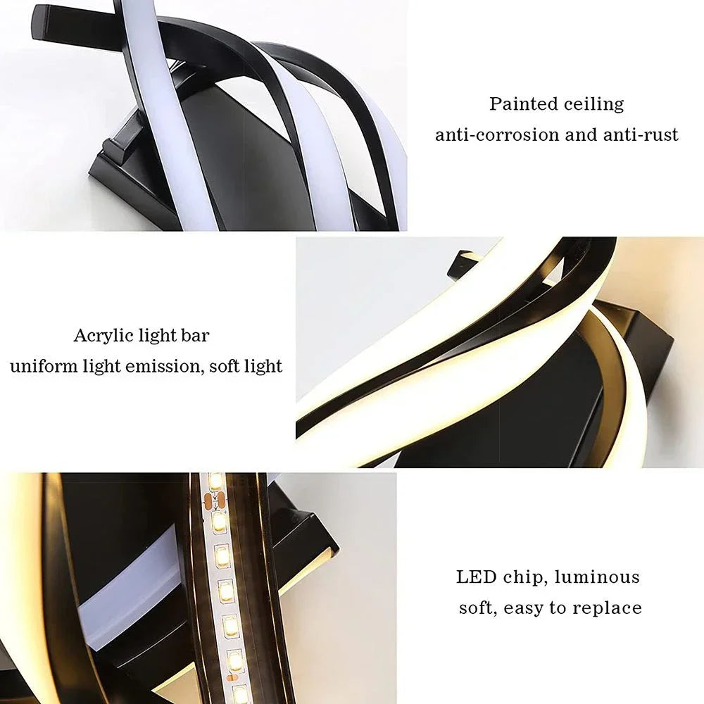Modern LED Wall Lamp Luxury Home Decor Line Wall Sconce Bedroom Bedside Corridor Living Room Backgroud Black White Gold Lights