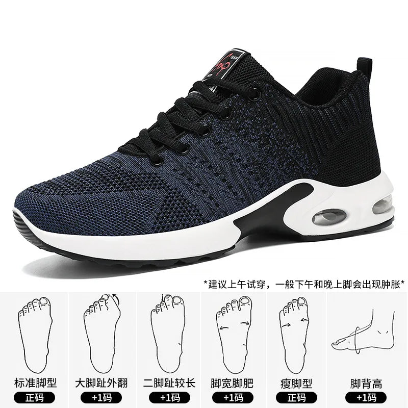 Men's Trendy Breathable Lace-Up Running Shoes Korean Light Casual Sports Sneakers