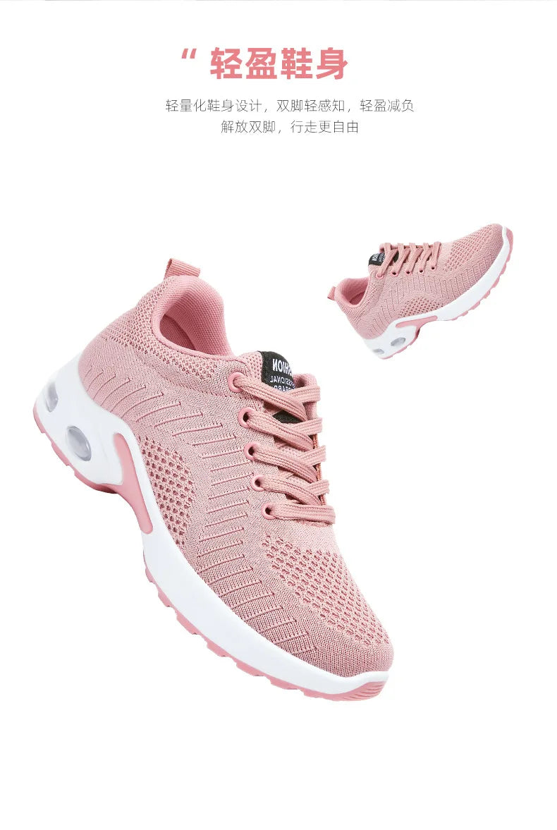 Spring 2025 Women's Large Size Running Shoes Casual Air Cushion Sports Sneakers Comfortable Breathable Fitness Footwear