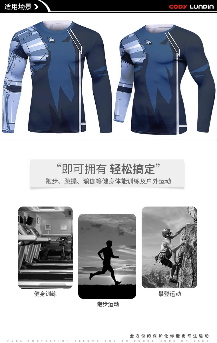 Gym Compression Shirt Men Anime GOKU Cosplay Costume T-Shirt Quick Dry  Long Sleeve Fitness Bodybuilding Workout Sport Shirts