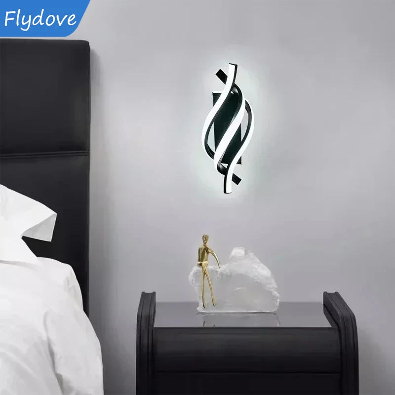 Modern LED Wall Lamp Luxury Home Decor Line Wall Sconce Bedroom Bedside Corridor Living Room Backgroud Black White Gold Lights