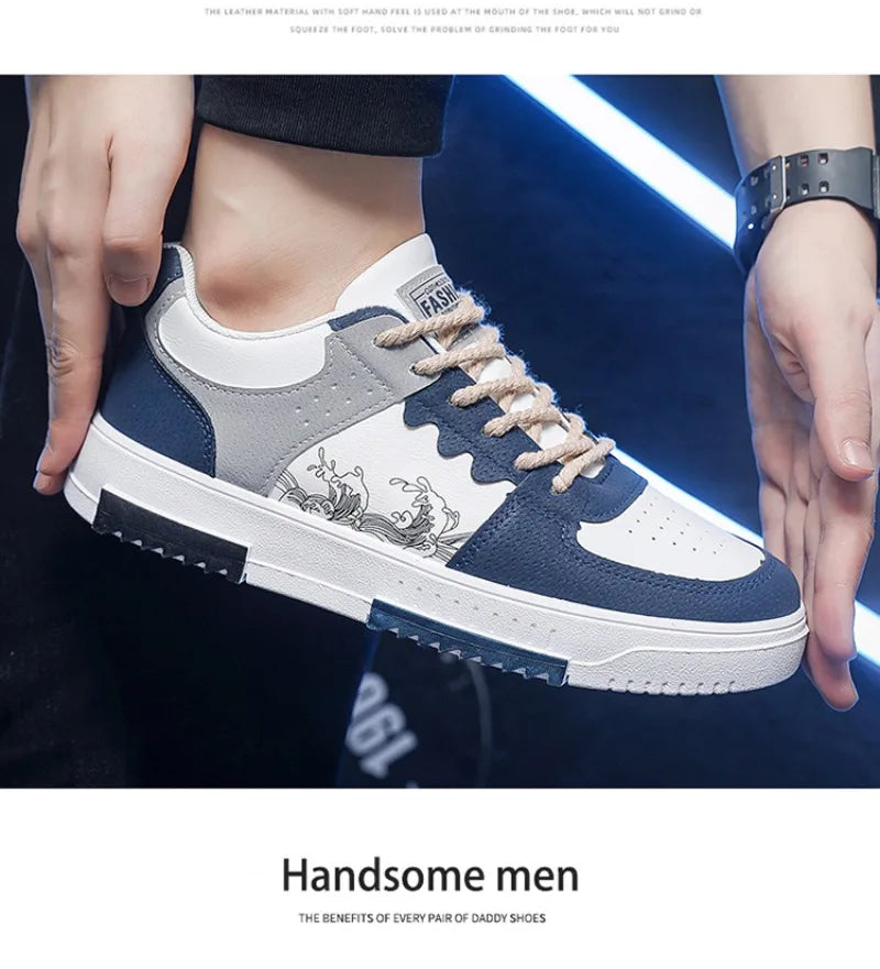 Men's Thick Soles Casual Shoes Four Seasons Soft Sole Low Tops Outdoor Walking Shoes Fashion Sports Board Shoes Vulcanized Shoes