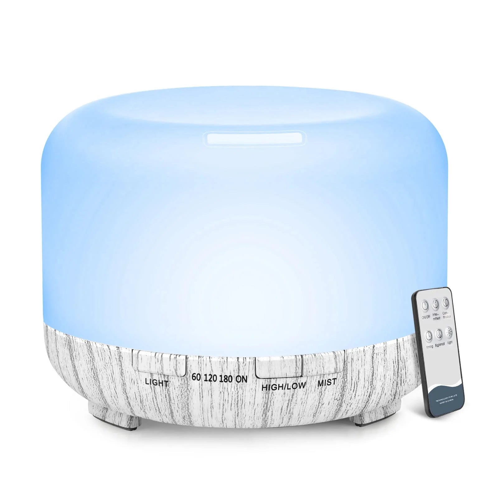 500ML Aroma Diffuser (6 Oils Optional), 5V 2A Essential Oil Aromatherapy Diffuser Humidifier with Remote Control