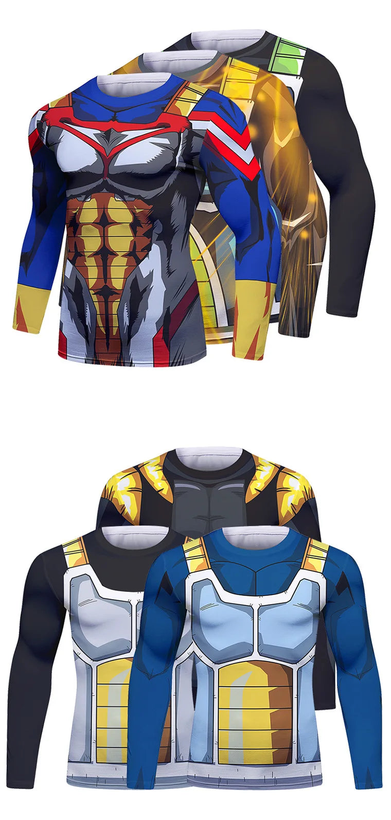 Gym Compression Shirt Men Anime GOKU Cosplay Costume T-Shirt Quick Dry  Long Sleeve Fitness Bodybuilding Workout Sport Shirts