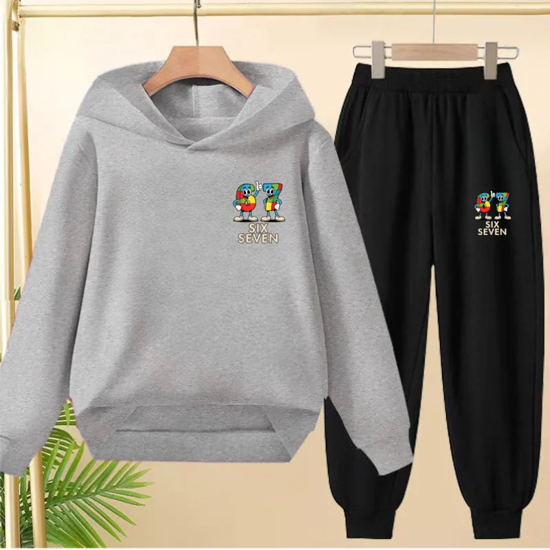 Children's Hoodie Boys Girls Colorful 67 Six Seven Funny Brainrot Meme Hooded Pullover Hiphop Streetwear Soft Casual Sweatshirt