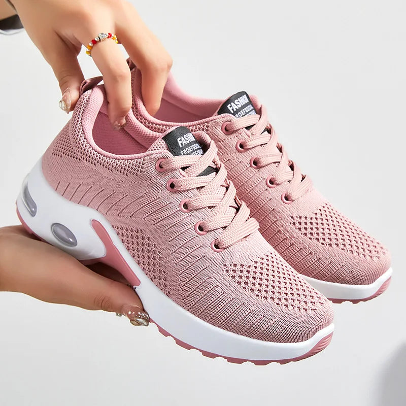 Spring 2025 Women's Large Size Running Shoes Casual Air Cushion Sports Sneakers Comfortable Breathable Fitness Footwear