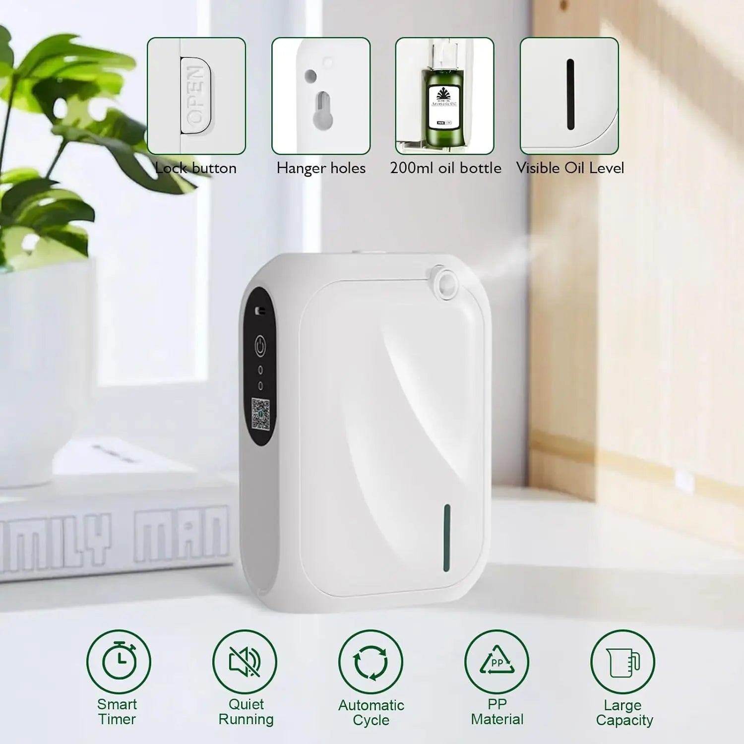 Aroma Diffuser Coverage 200m³ Scent Machine Fragrance Diffuser Essential Oil Diffuser For Home Fragrance Bluetooth APP Control