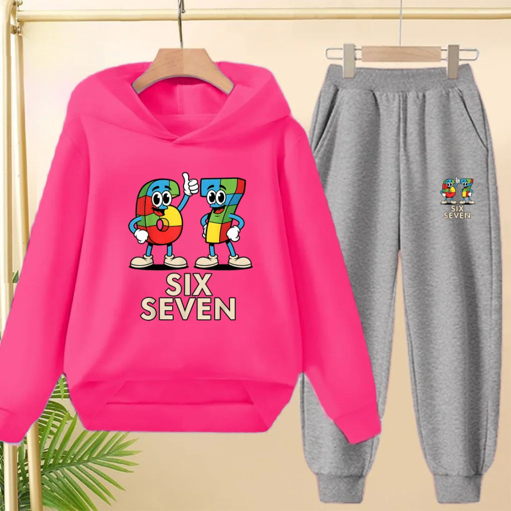 Children's Hoodie Boys Girls Colorful 67 Six Seven Funny Brainrot Meme Hooded Pullover Hiphop Streetwear Soft Casual Sweatshirt