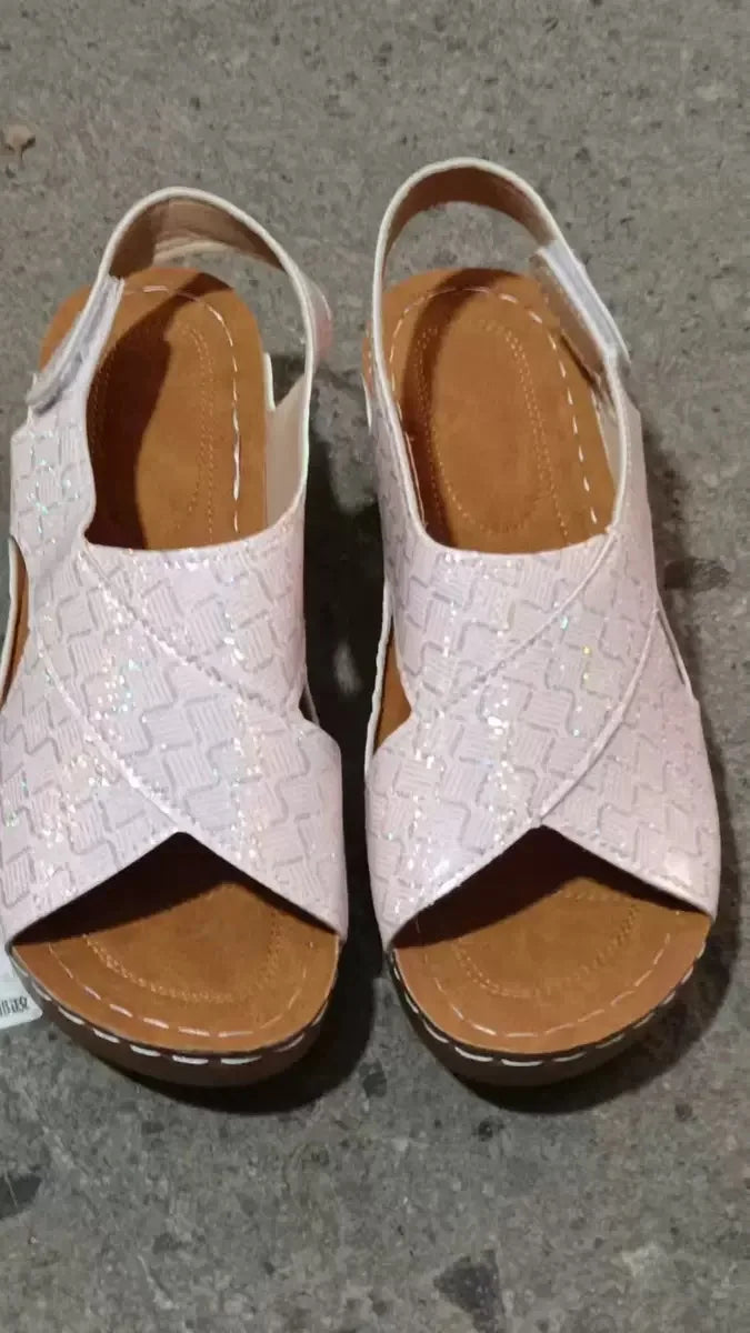 New Women's Contrast Color Wedge Sandals Summer Peep Toe Non Slip Beach Shoes Woman Comfortable Platform Roman Sandalias