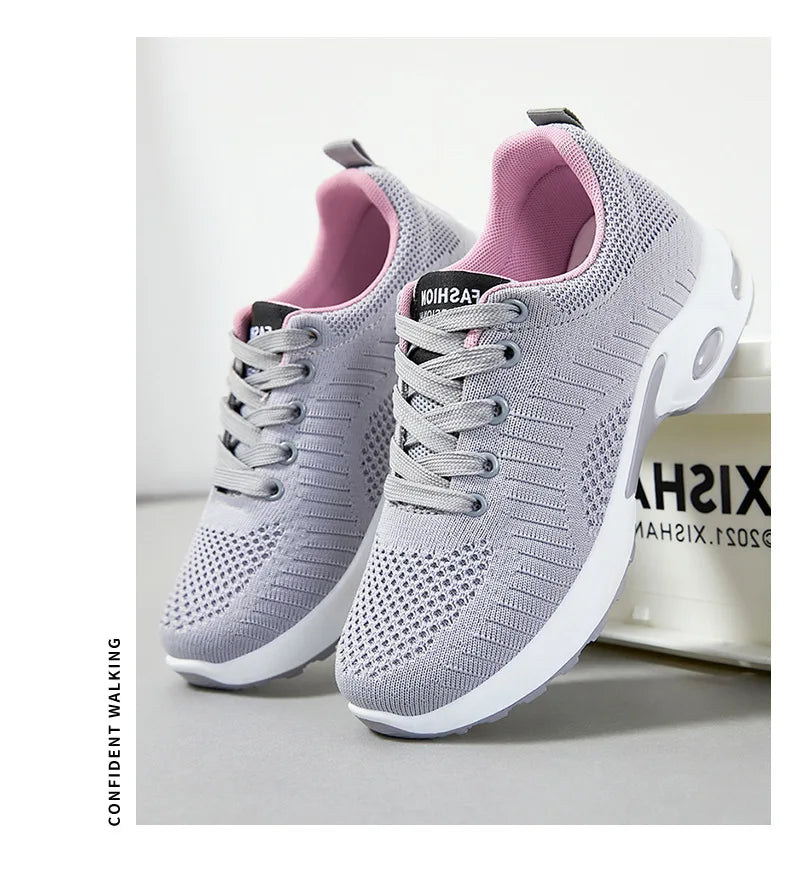 Spring 2025 Women's Large Size Running Shoes Casual Air Cushion Sports Sneakers Comfortable Breathable Fitness Footwear