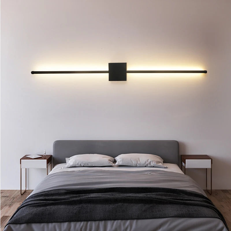 Modern LED Wall Lamp Minimalist Led Light Bedroom Bedside Long Strip Wall Sconces Living Room Sofa Home Indoor Lighting Fixture