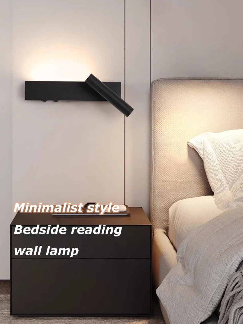 Bedroom Bedside LED Reading Wall Lamp Atmosphere Lamp Modern and Minimalist Hotel Study Living room Background Wall Sconce