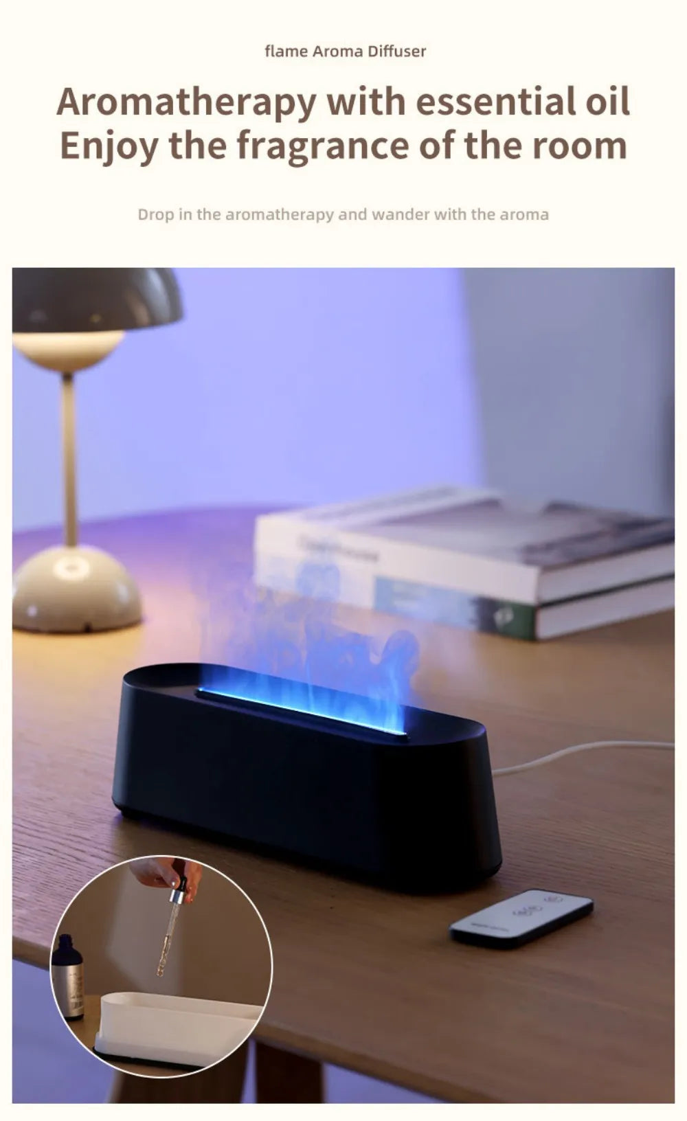 Essential Oil Aroma Diffuser Multicolor Flame Humidifier Timing Protect Colorful Ambient Light Home Air Humidifier Aroma Machine