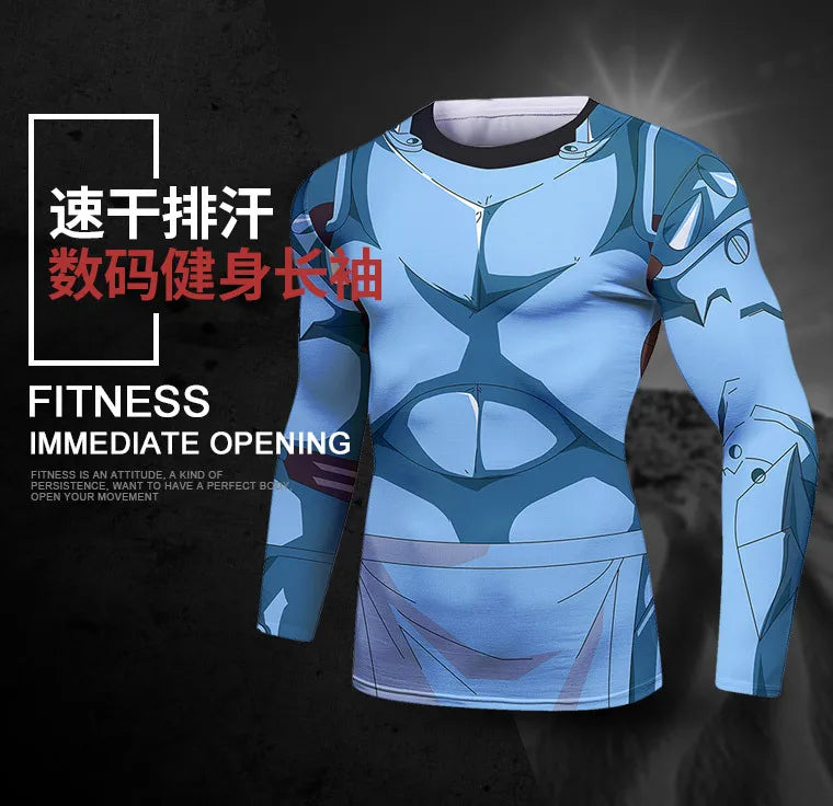 Gym Compression Shirt Men Anime GOKU Cosplay Costume T-Shirt Quick Dry  Long Sleeve Fitness Bodybuilding Workout Sport Shirts