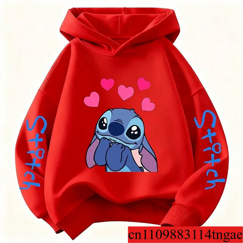 Unisex Kids Cool Cartoon Stitch Hoodie Children Kids Cute Manga Sweatshirt Y2k Graphic Hoody Girl Boy Top Hoodies