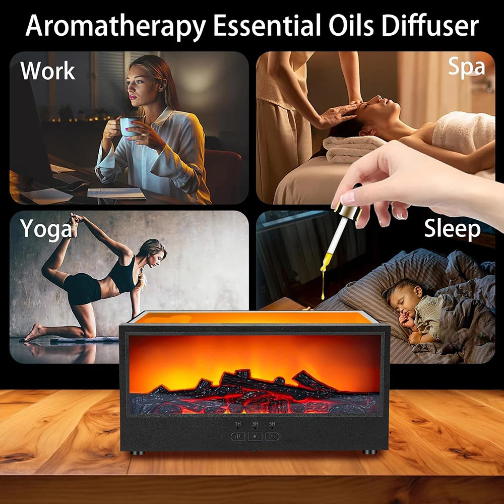 Essential Oil Diffusers for Home,Air Diffuser Flame Colorful Water Vapor Fireplace Fire Humidifier Aromatherapy Aroma for Room