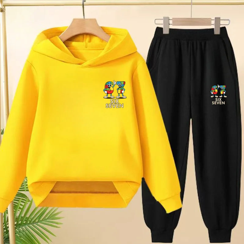 Children's Hoodie Boys Girls Colorful 67 Six Seven Funny Brainrot Meme Hooded Pullover Hiphop Streetwear Soft Casual Sweatshirt
