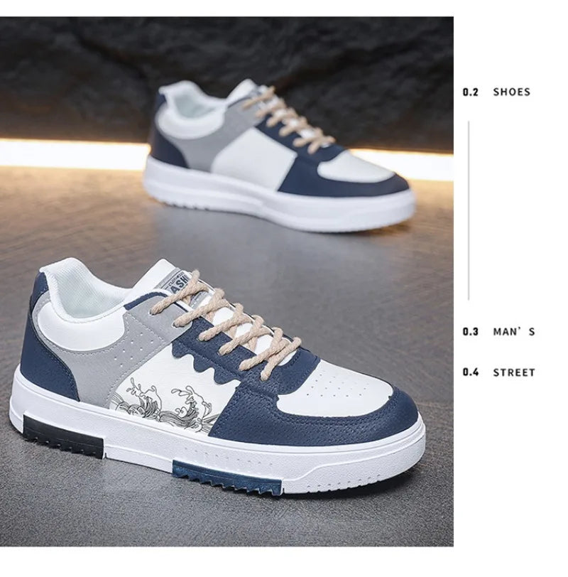 Men's Thick Soles Casual Shoes Four Seasons Soft Sole Low Tops Outdoor Walking Shoes Fashion Sports Board Shoes Vulcanized Shoes