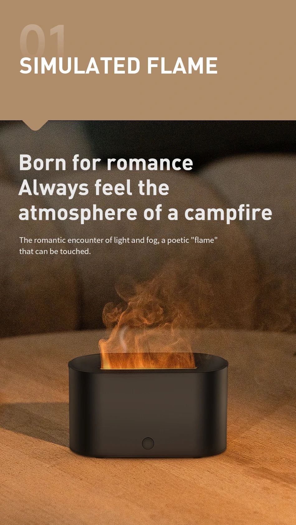 160ml Flame Diffuser Humidifier 7 Colors Light Changing Essential Oil Diffusers Aromatherapy Diffusers for Home Office Bedroom