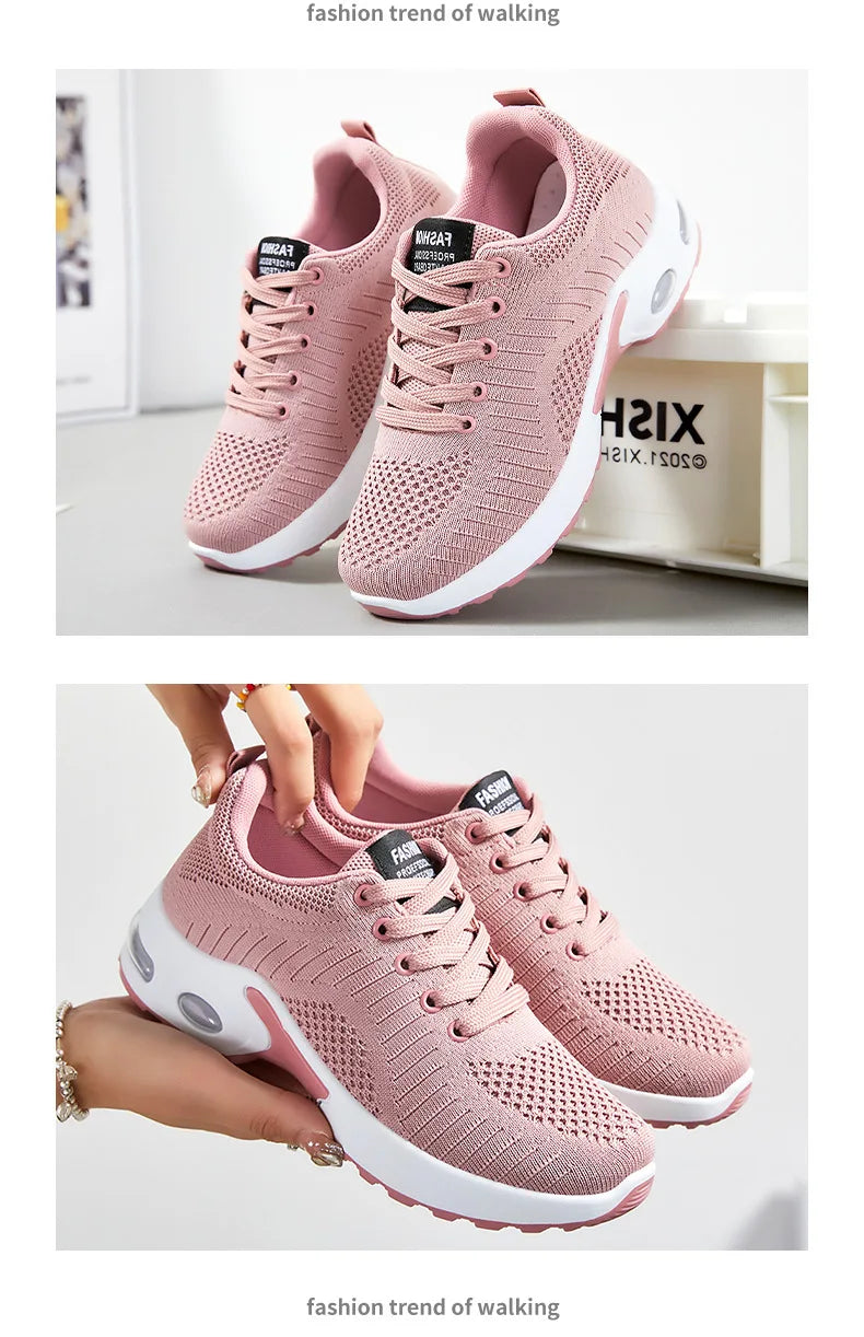 Spring 2025 Women's Large Size Running Shoes Casual Air Cushion Sports Sneakers Comfortable Breathable Fitness Footwear
