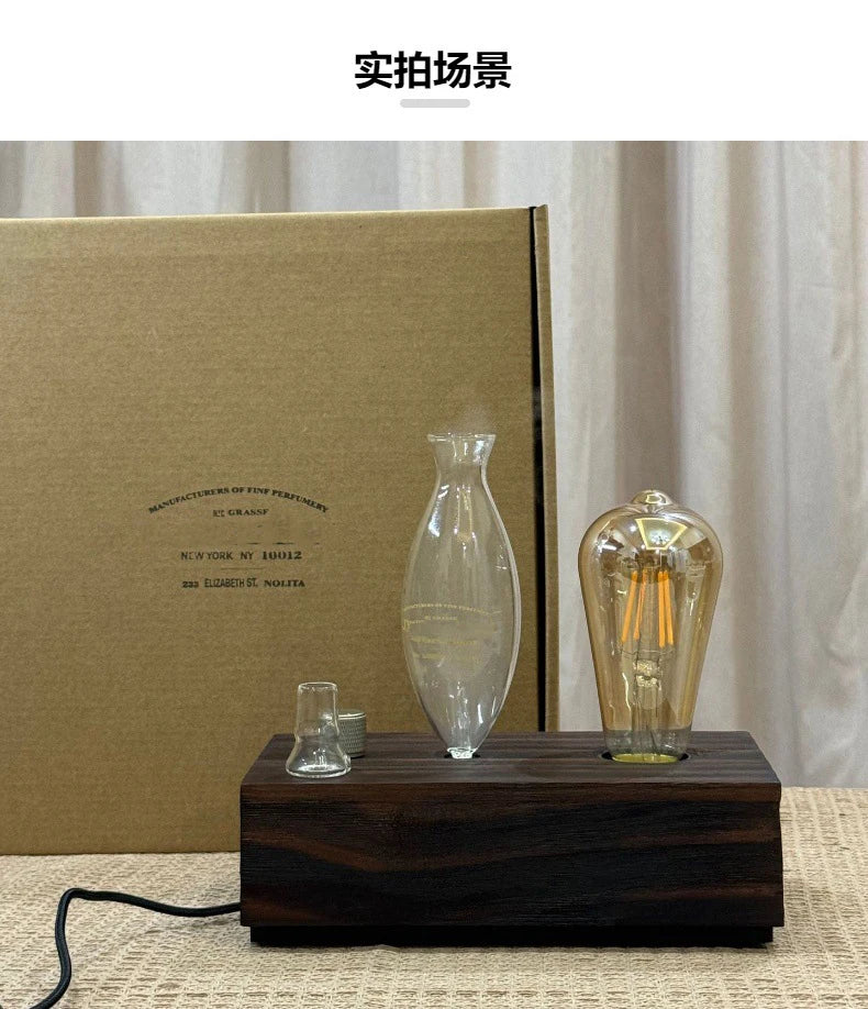 Aroma Diffuser Vintage Tungsten Filament Lamp Aromatherapy Machine Humidifier Lighting Sandalwood Pure  Essential Oil Diffuser