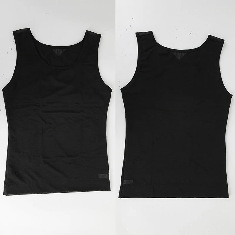 Compression Shirt for Men Slimming Undershirt Body Shaper Tank Top Gynomastica Sleeveless Shapewear Vest Mesh Cross Suit 3XL