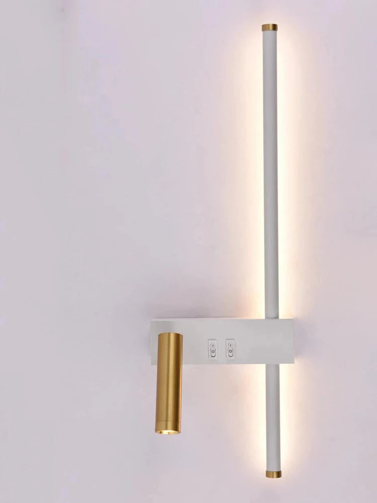 New Reading With Switch Minimalist Wall Lamps Bedroom Bedside Strip Lights Nordic 2023 Master Bedroom Line Background Wall Lamps