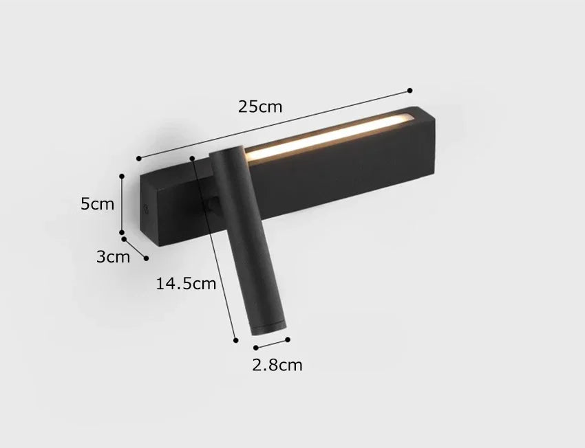 Bedroom Bedside LED Reading Wall Lamp Atmosphere Lamp Modern and Minimalist Hotel Study Living room Background Wall Sconce