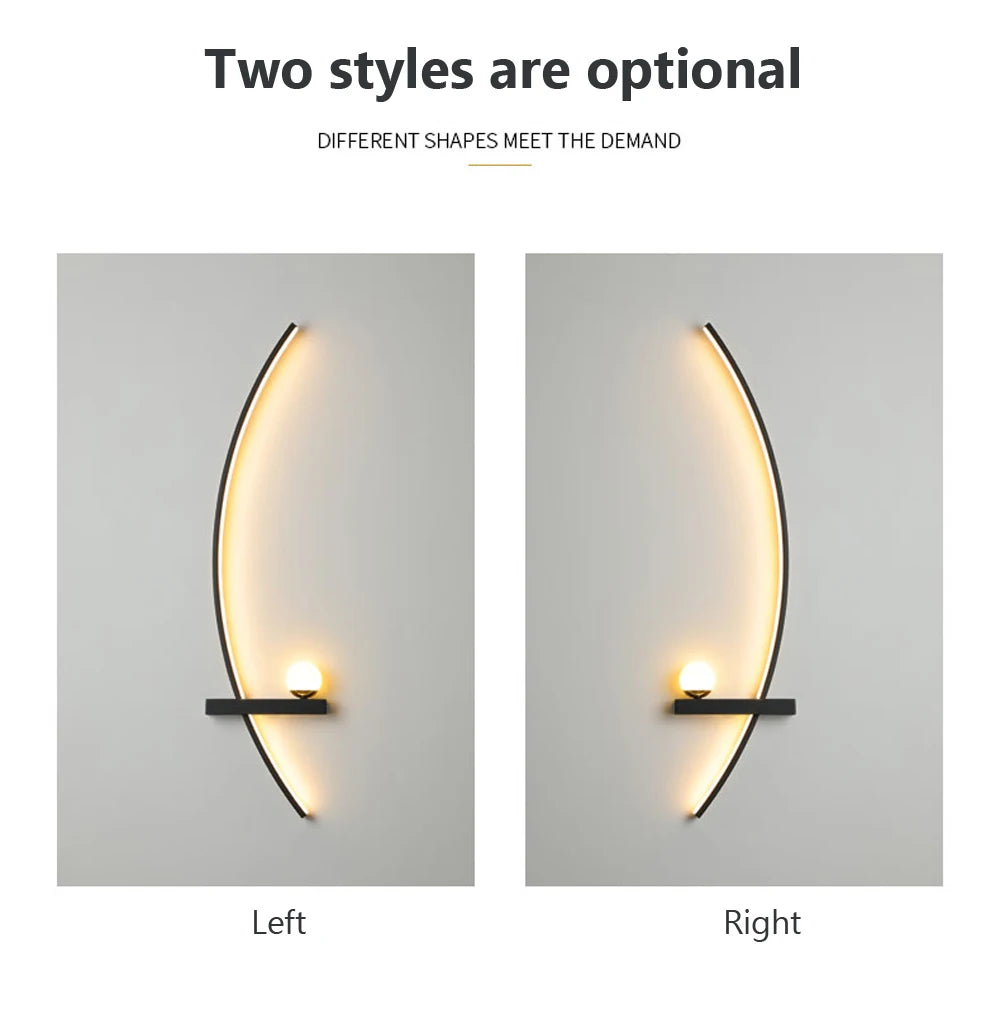 Minimalist LED Wall Lamp Modern Stripes Wall Sconce For Bedroom Bedside Living Room Study Stairs Home Decor Indoor Fixture