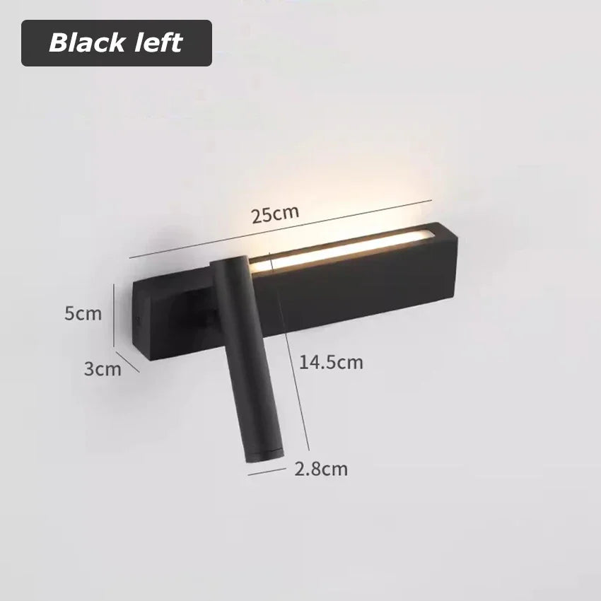 Bedroom Bedside LED Reading Wall Lamp Atmosphere Lamp Modern and Minimalist Hotel Study Living room Background Wall Sconce