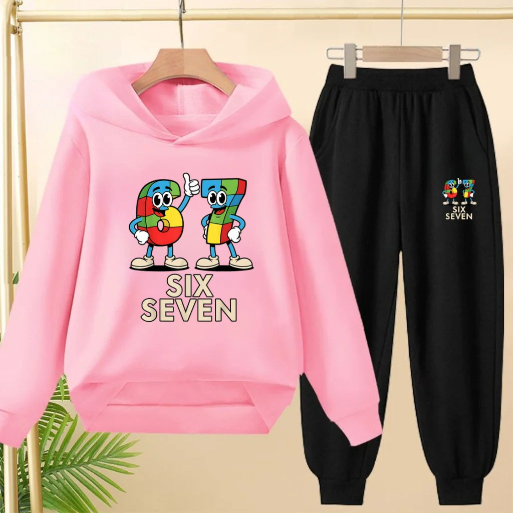 Children's Hoodie Boys Girls Colorful 67 Six Seven Funny Brainrot Meme Hooded Pullover Hiphop Streetwear Soft Casual Sweatshirt