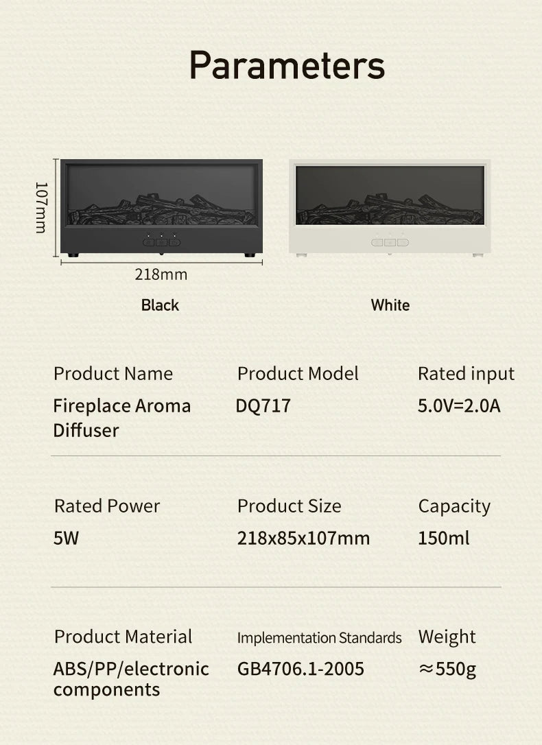 Essential Oil Diffusers for Home,Air Diffuser Flame Colorful Water Vapor Fireplace Fire Humidifier Aromatherapy Aroma for Room