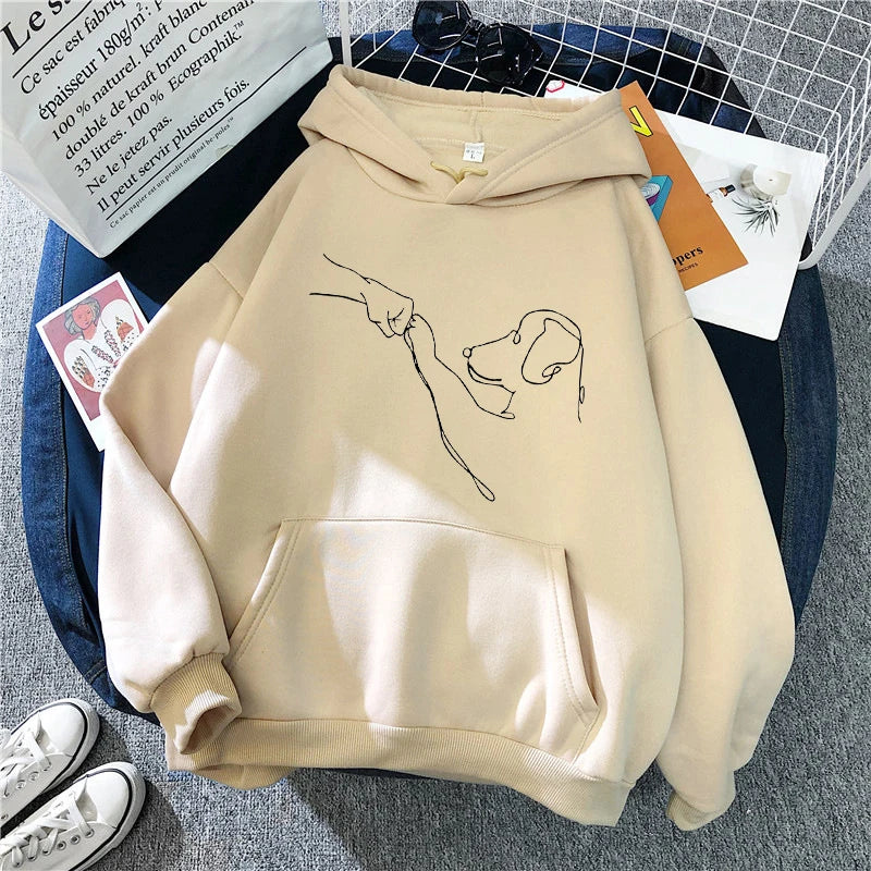 Unisex Casual Fashion Dog Design Print Hoodie Graphic Y2k Long Sleeve Sweatshirt Hooded Women's Autunm Winter Streetwear Clothes